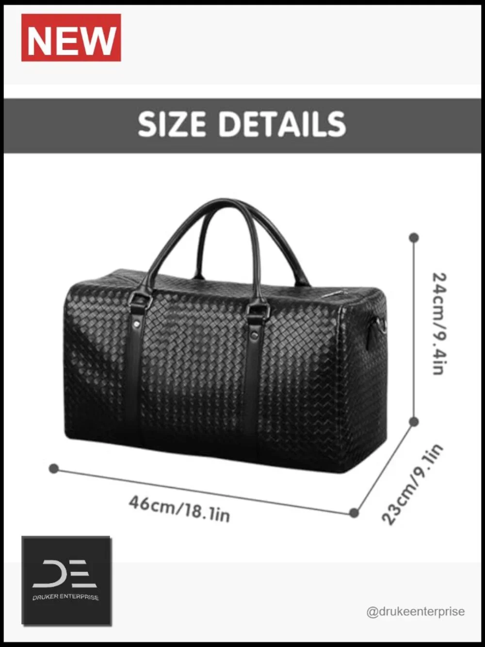 Water Resistant PU Leather Travel Duffel Bag, Carry On Weekender for Business